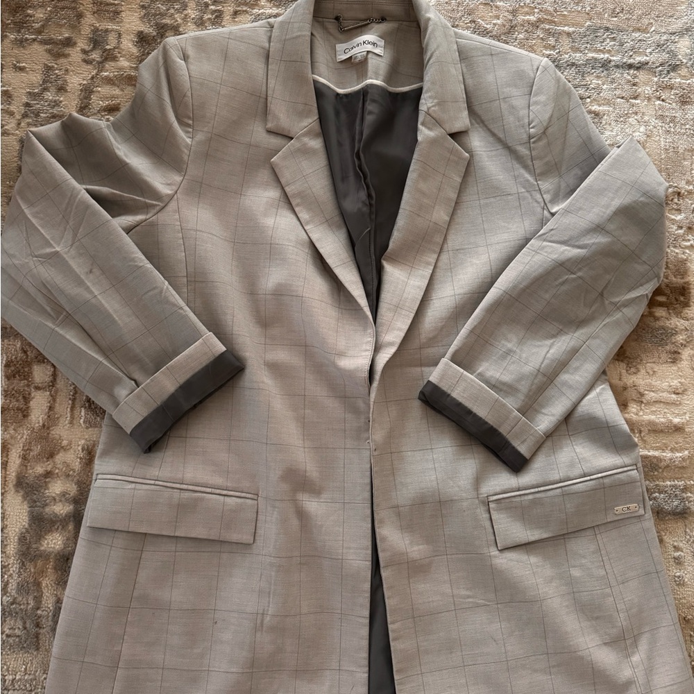 Calvin Klein Gray Plaid Blazer Size 16